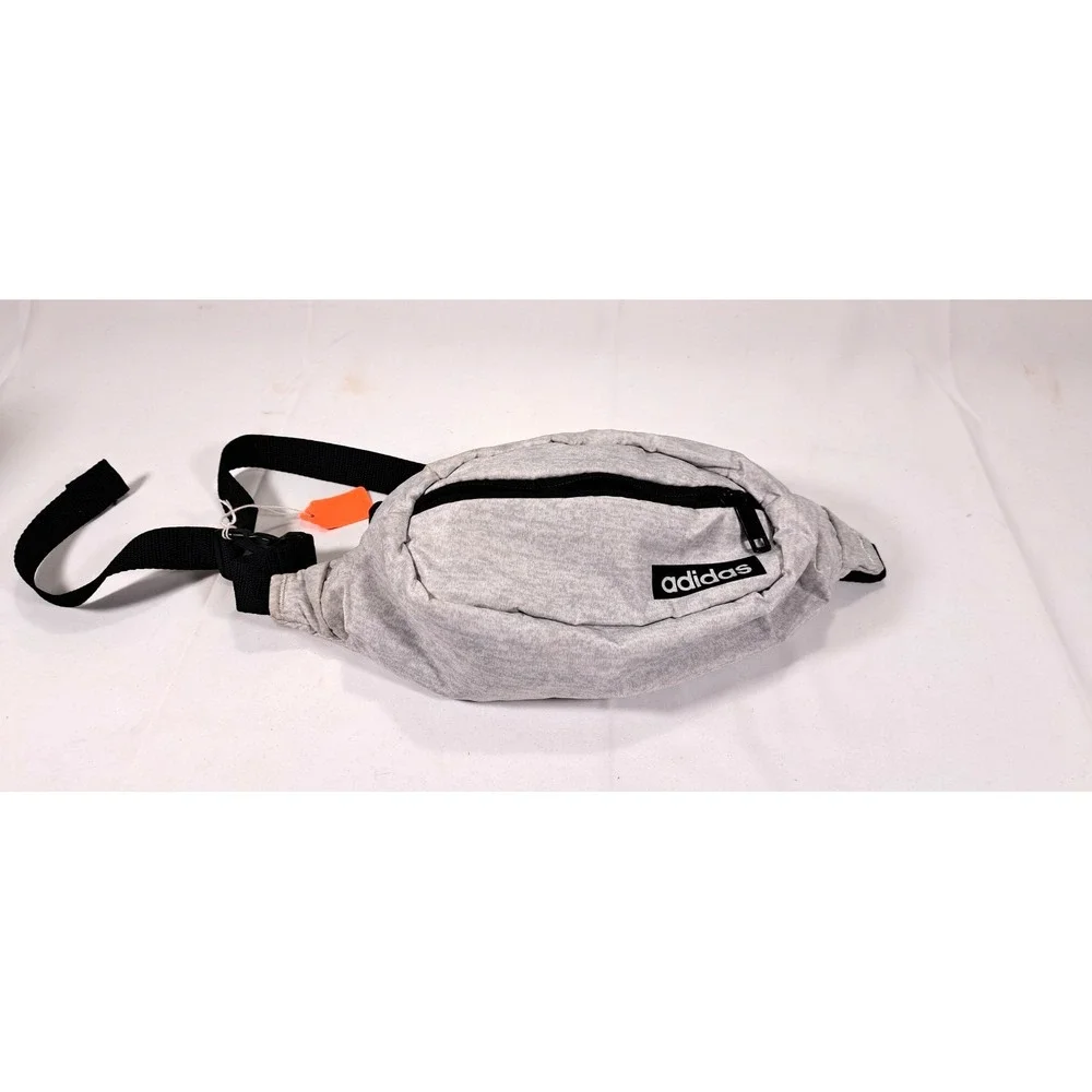 Adidas Waist Bag Fanny Pack Heather Grey Jersey Logo Adjustable Strap Streetwear
